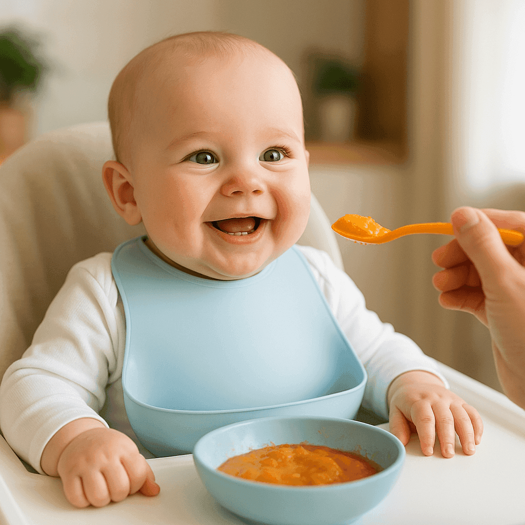 Baby trying solids for the first time
