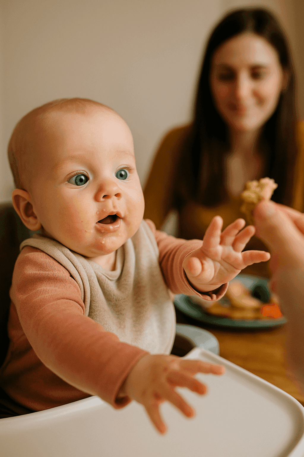 Baby reaching for food starting solids